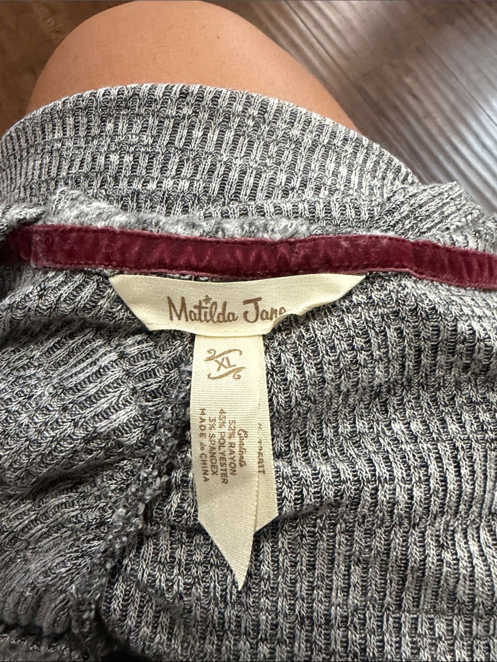 Matilda Jane Heather Gray Ribbed High-Low Pullover - Picture 2 of 4